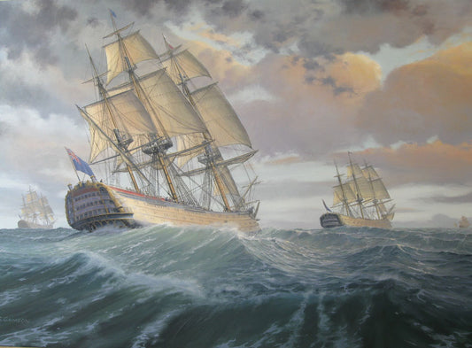The Royal George and squadron approaching Quiberon Bay, 20th November 1759 - Bob Grimson