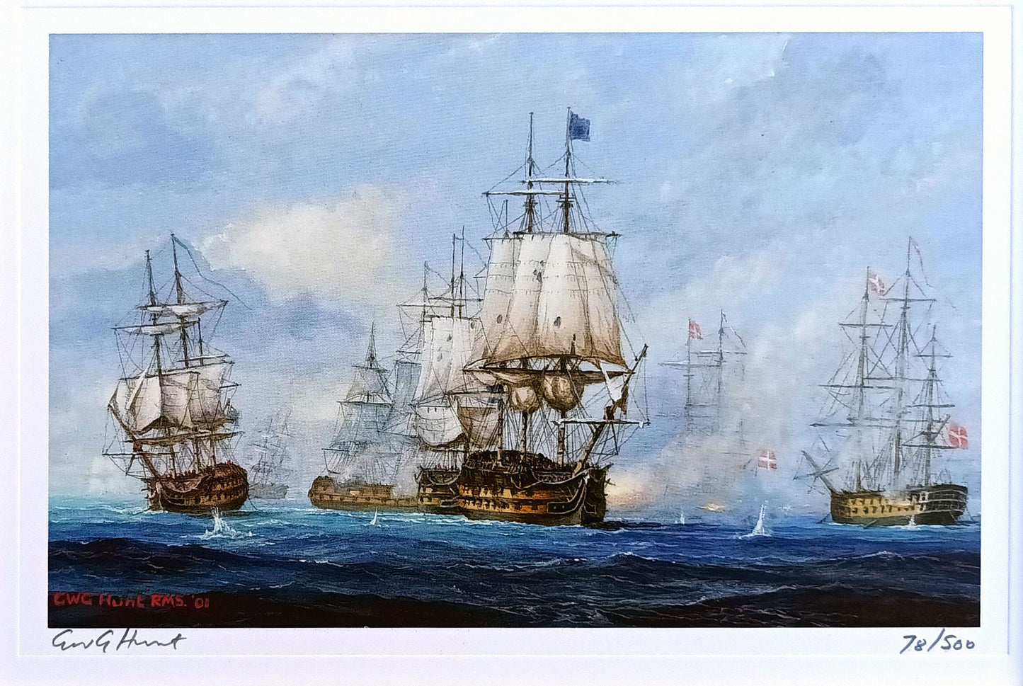 Nelson's Battles - A set of four limited edition prints by GWG Hunt, RN