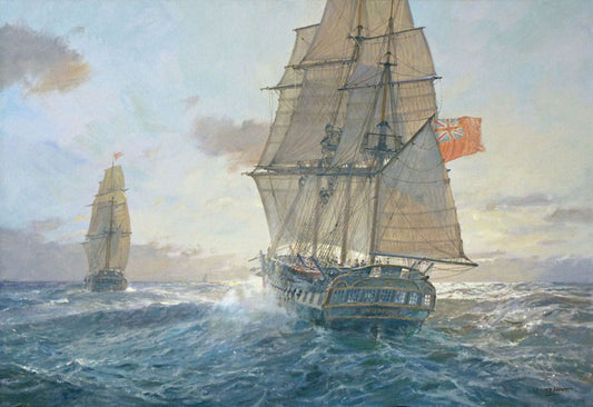 A Long Chase in Prospect- Oil on canvas by Geoff Hunt RSMA.