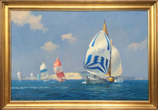 Juno leading the Fleet - Oil on canvas by Geoff Hunt RSMA.