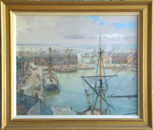 Liverpool - Old Dock - Commissioned oil on canvas by Geoff Hunt RSMA.