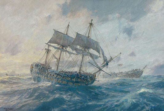 The Trafalgar Storm - Oil on canvas by Geoff Hunt RSMA.
