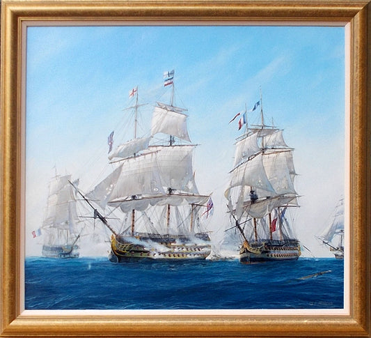 HMS Victory engages Bucentaure at Trafalgar - Commission by Jenny Morgan RSMA