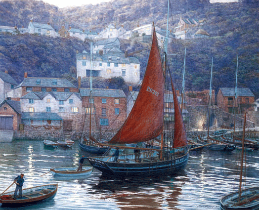 Clovelly Evening The Victory returning to port, 1885 - Mark Myers PPRSMA