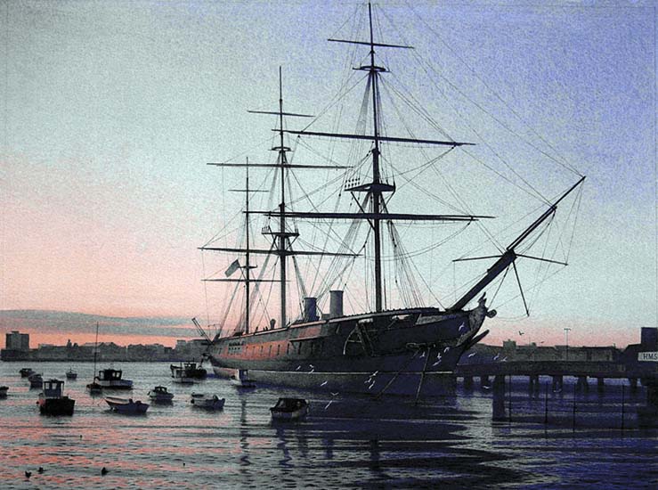 HMS Warrior in retirement at Portsmouth - Martin Swan RSMA