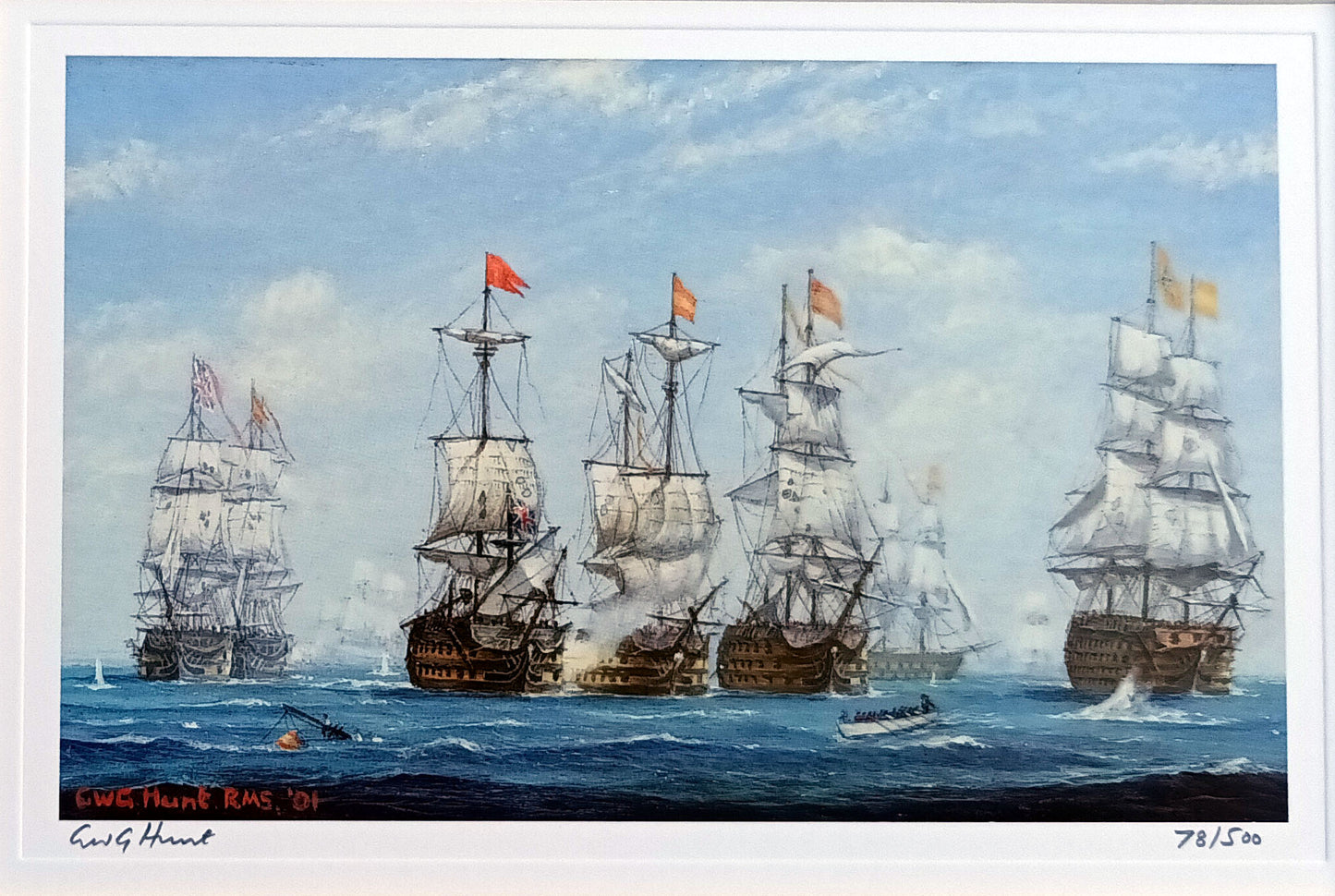 Nelson's Battles - A set of four limited edition prints by GWG Hunt, RN