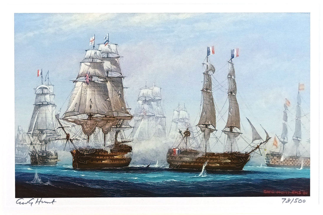 Nelson's Battles - A set of four limited edition prints by GWG Hunt, RN