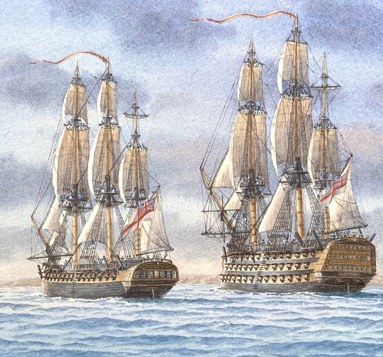 HMS Victory with HMS Euryalus in the Channel - John Christian
