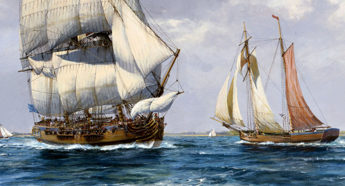 HMS Kennington in the Solent, 1736 - Roy Cross RSMA
