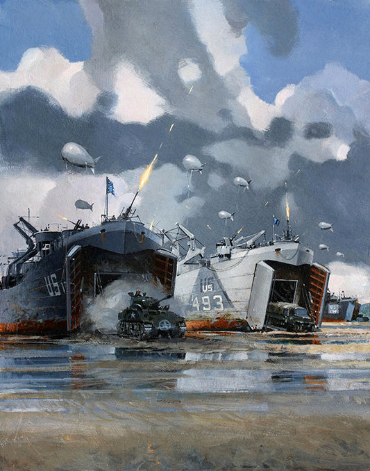 US Navy Landing Ship Tank on D-Day - Anthony Cowland
