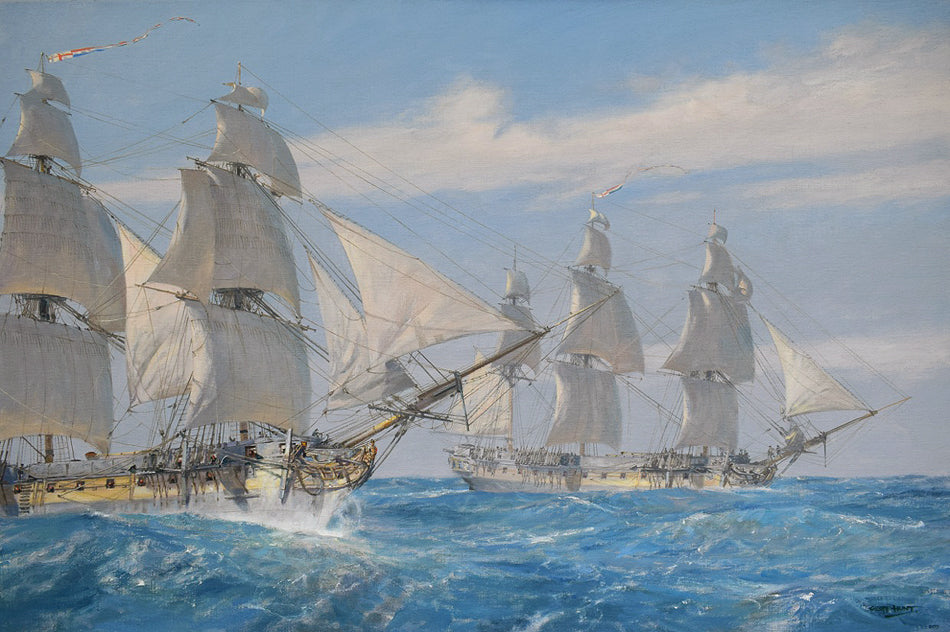 Enemy Fleet at Sea! - Oil on canvas by Geoff Hunt RSMA.