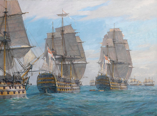 The Final Approach, Trafalgar - Oil on canvas by Geoff Hunt RSMA.