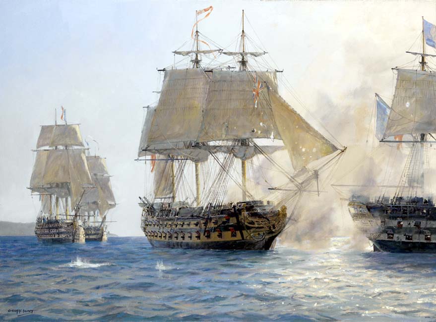 HMS Sutherland's Last Battle - Oil on canvas by Geoff Hunt RSMA.