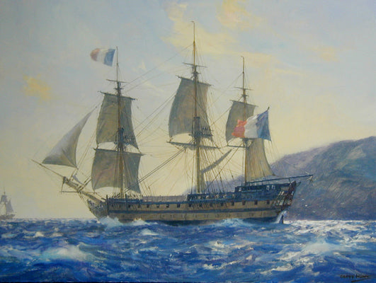 Le Bucentaure 80-Gun Ship - Oil on boardby Geoff Hunt RSMA.