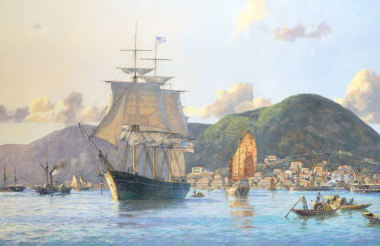 Sea Witch in Hong Kong Harbour, 1849 - Commissioned oil on canvas by Geoff Hunt RSMA.