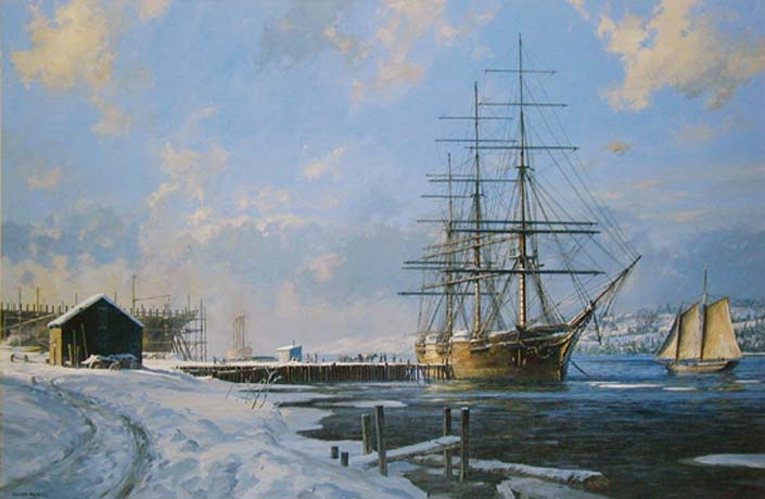Shipbuilding along the Kennebec River, the Henry B. Hyde alongside - Geoff Hunt