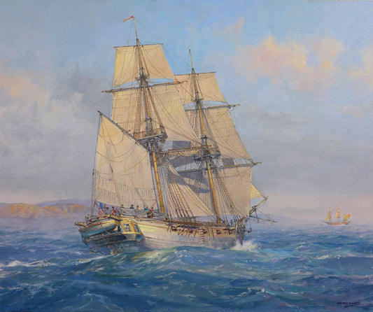 Sophie off the Catalan Coast - Commissioned oil on canvas by Geoff Hunt RSMA.