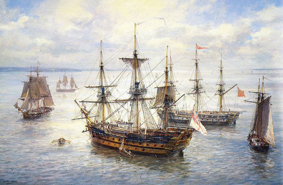 Geoff Hunt PPRSMA - Spithead Anchorage - Ships and Vessels of Captain Aubrey's Navy