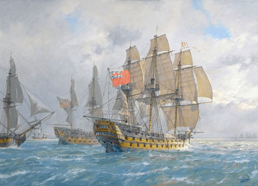 The Battle of Camperdown - Oil on canvas by Geoff Hunt RSMA.