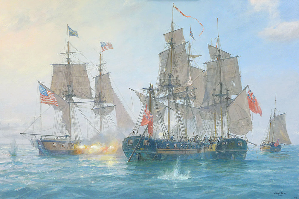 The Battle of Lake Erie - Commissioned oil on canvas by Geoff Hunt RSMA.