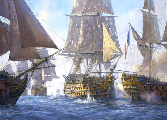 Victory breaks the enemy line at Trafalgar, 21st October 1805
