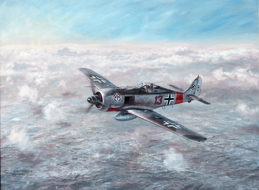 Roy Cross Aviation Art - Major Heinz  Bär’s Fw190a  of JG1, 1944