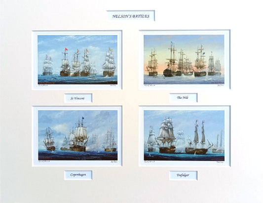 Nelson's Battles - A set of four limited edition prints by GWG Hunt, RN