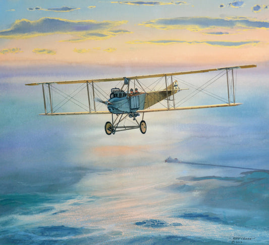 Roy Cross Aviation Art - LVG B type - the first German bombing raid on the UK