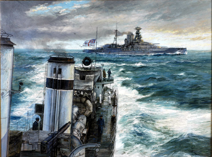 Battleship under Escort - Paul Wright RSMA
