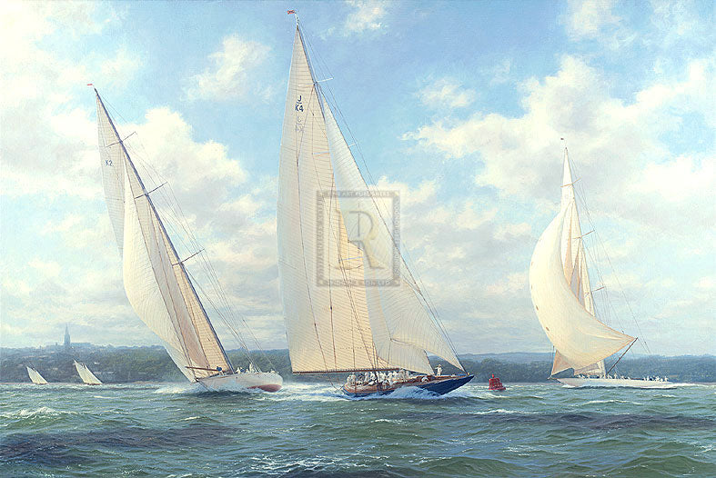 Endeavour leading Astra and Candida off Ryde, Isle of Wight, 1934 - Steven Dews