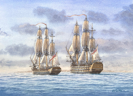 HMS Victory with HMS Euryalus in the Channel - John Christian
