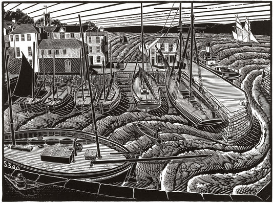 Falmouth Town Quay - James Dodds Linocut Print