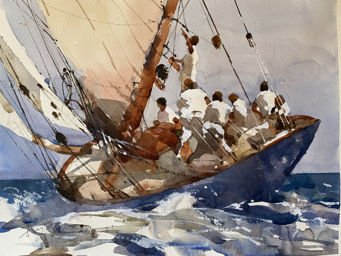 Sailing 2 - original watercolour by Kumar