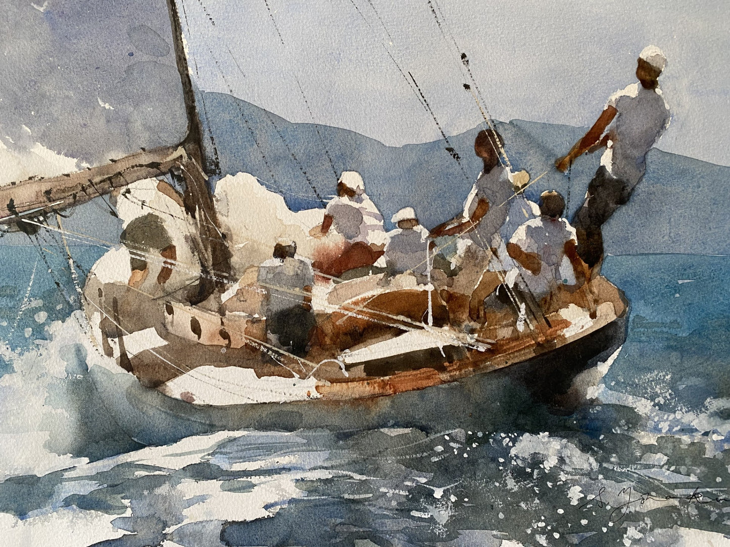 Sailing 1 - Original watercolour by Kumar