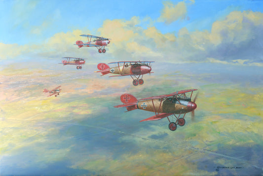 Roy Cross Aviation Art - Albatros D.V piloted by Baron Manfred von Richtofen, July 1917
