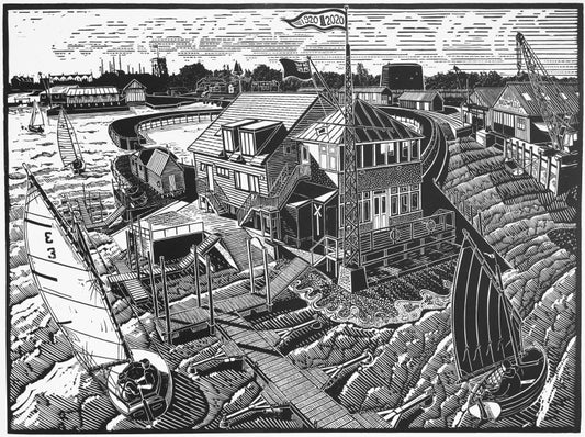 100 Years of Walton & Frinton Yacht Club - James Dodds Linocut Print