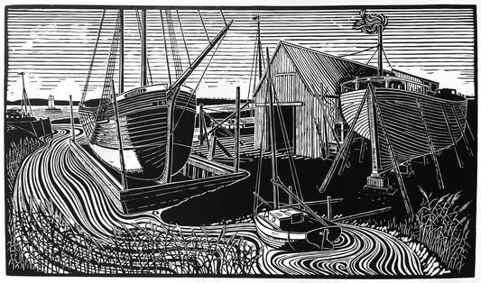 Winteringham Haven - James Dodds Linocut Print